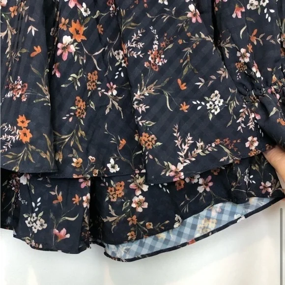 Tularosa Dee Dee Shift Long Sleeve Mini Dress Burlingame Floral Blue Print Small - Picture 6 of 12